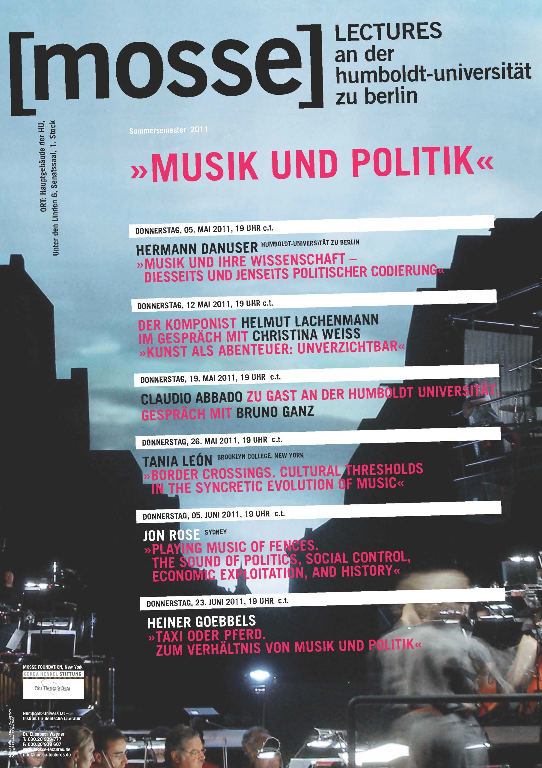 Summer 2011 Mosse Lectures poster, Humboldt University