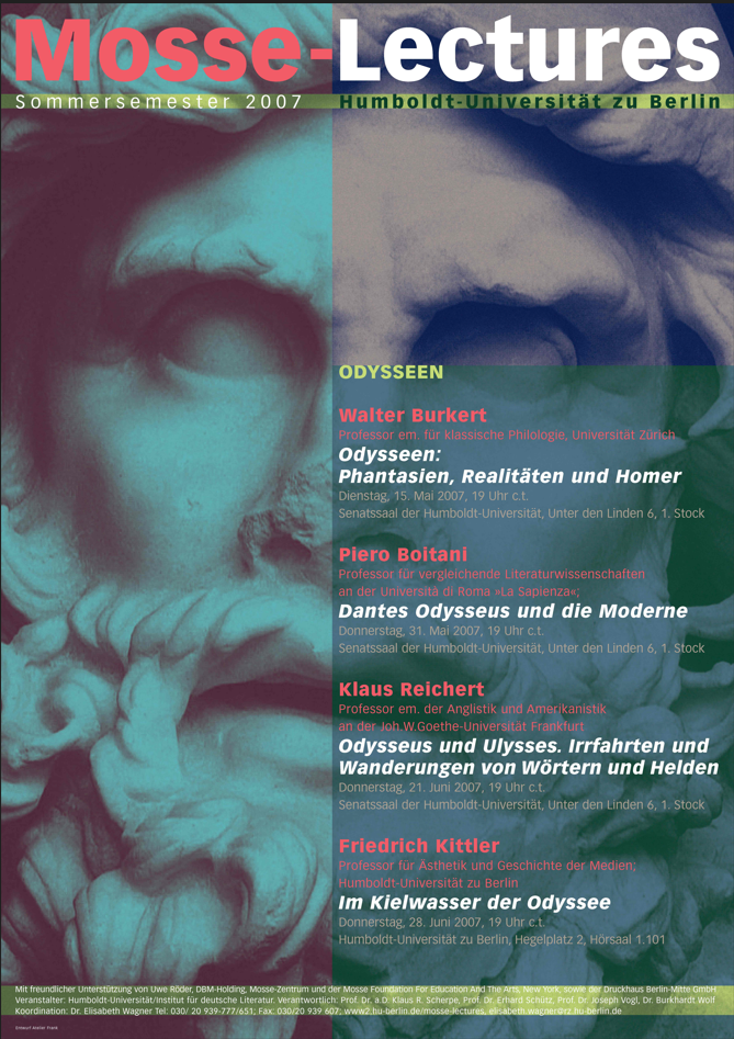 summer 2007 Mosse Lectures poster at Humboldt University, depicting a statue of Odysseus