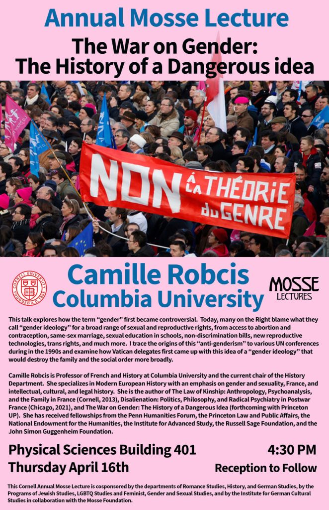 Cornell University inaugural Mosse Lecture poster April 2026