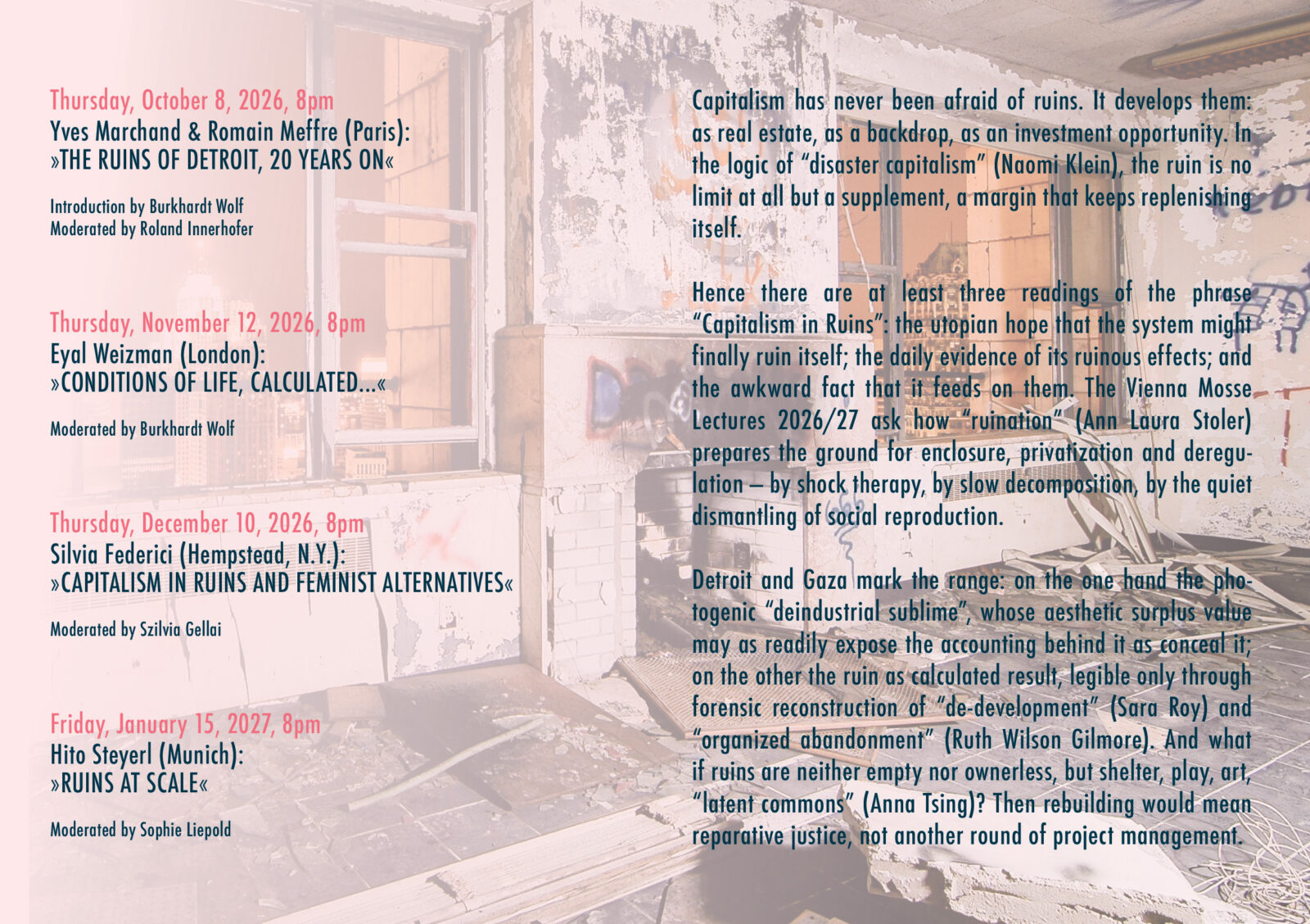 Vienna Mosse Lectures fall 2026 poster side 2