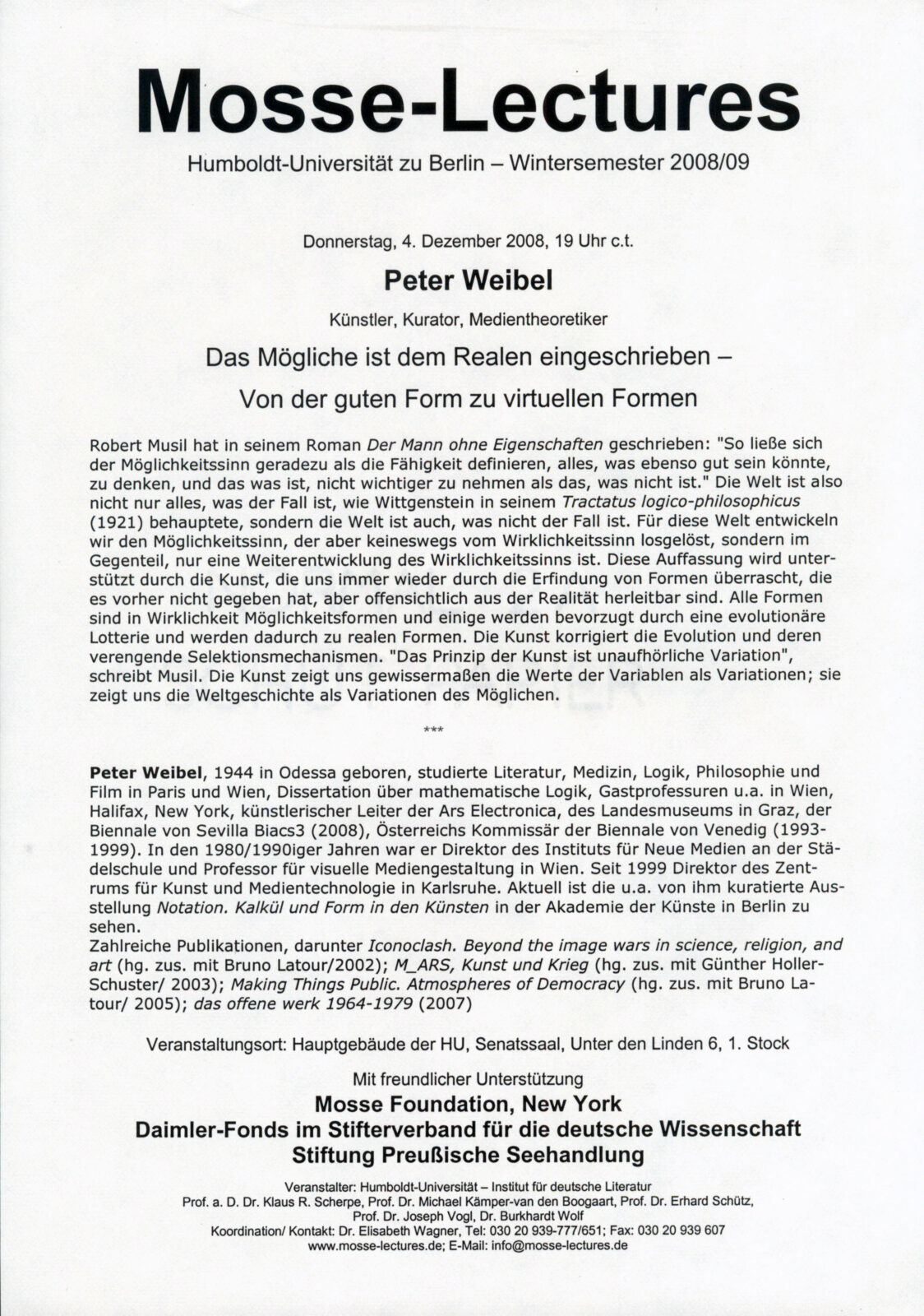 Mosse-Lectures promo of Weibel, information is in rest of post