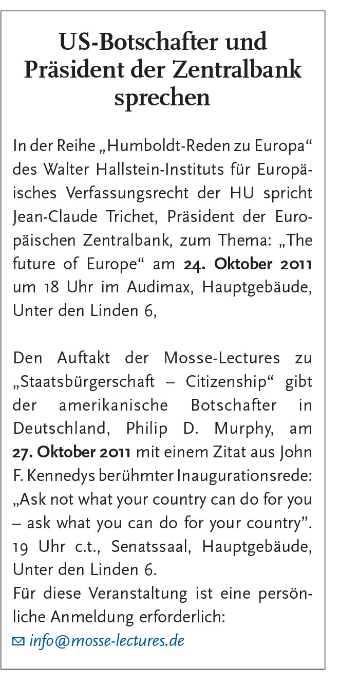 Humboldt: Die Zeitung der Alma Mater Berolinensis 56, Ausgabe 1 (20 October 2011), 1.