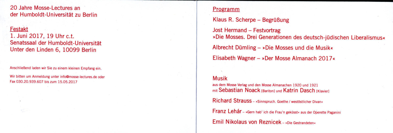 20 Jahre Mosse Lecture poster