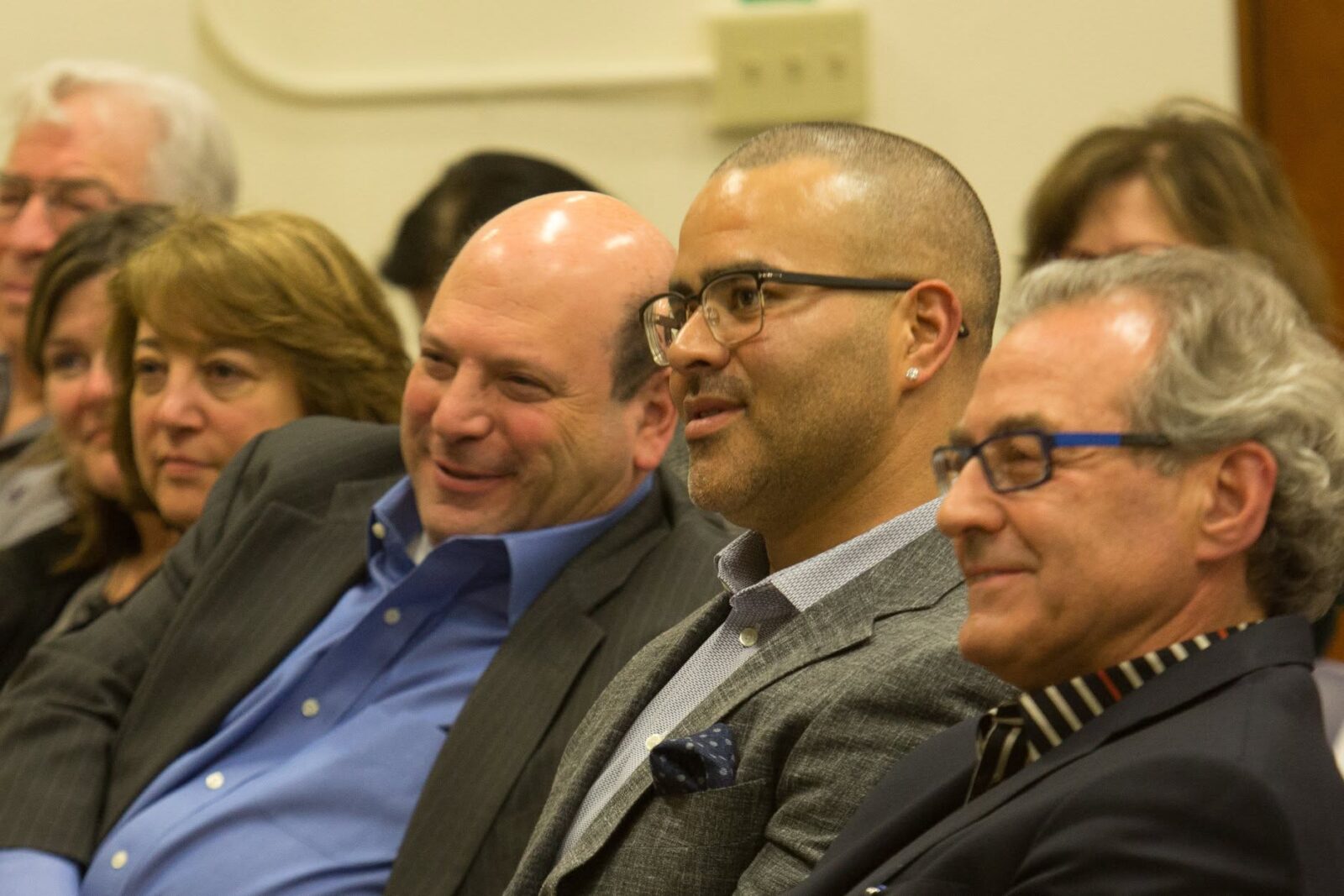 From left: Gerri Weiss, President Jeff Weiss, Christopher Jackson and Dean of the College of Art and Design Richard Zauft.