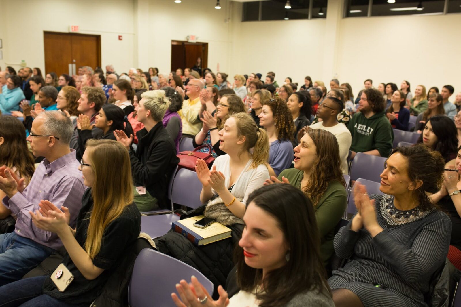 An inspired crowd in Washburn Auditorium.