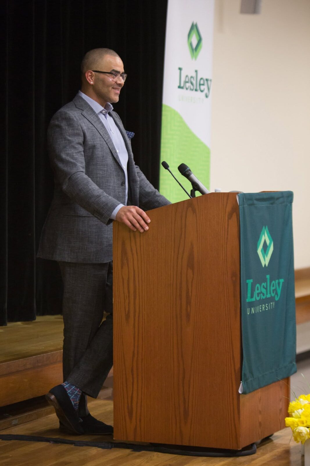 Broadway star Christopher Jackson at the podium