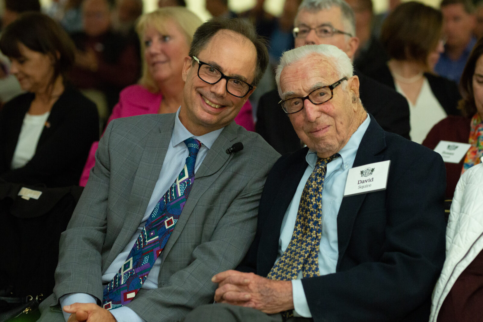 Hans Strauch noted that David Squire, right, introduced him to Lesley, beginning a long partnership with the university.