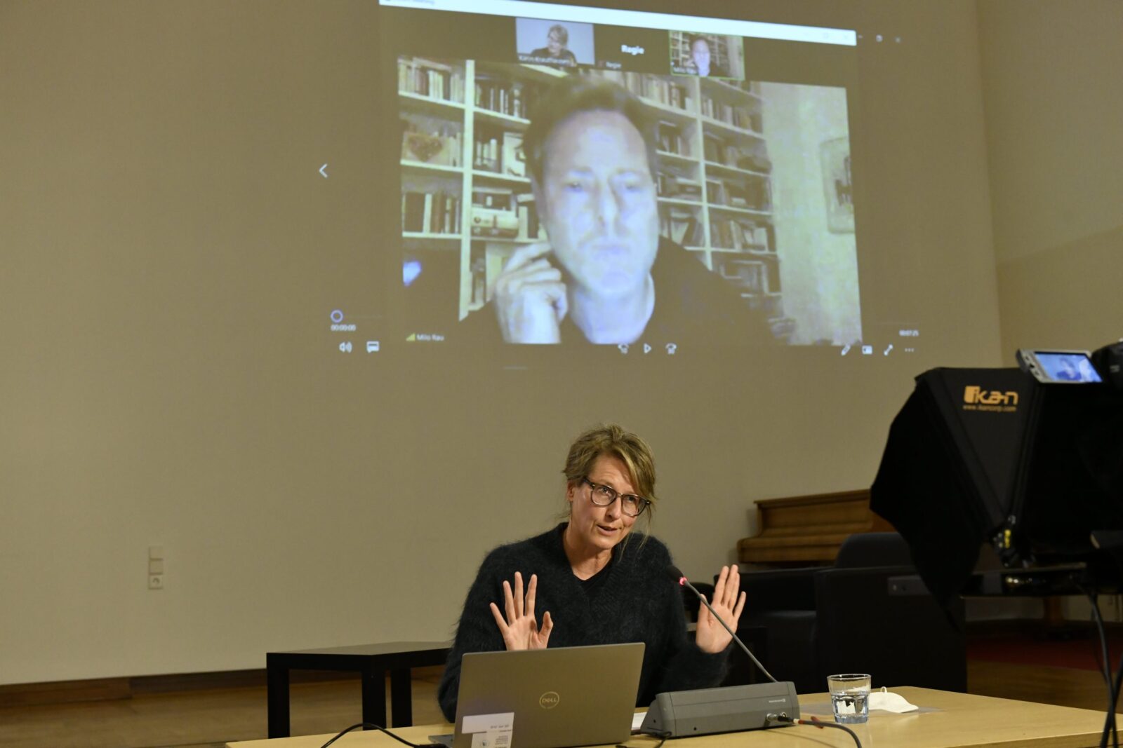 Milo Rau delivering his lecture