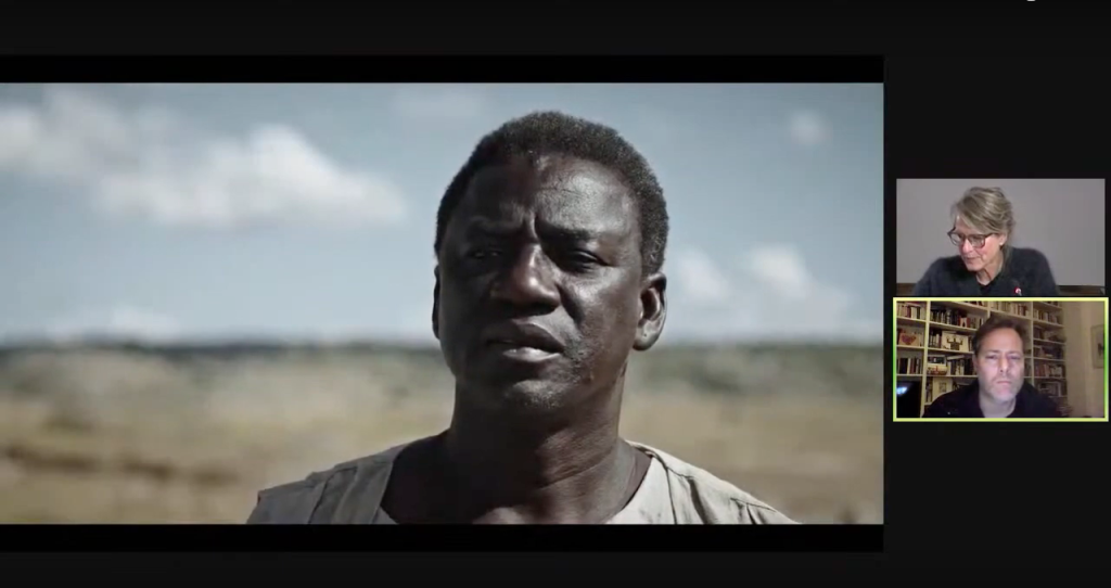 An image from a film shown during Rau's lecture