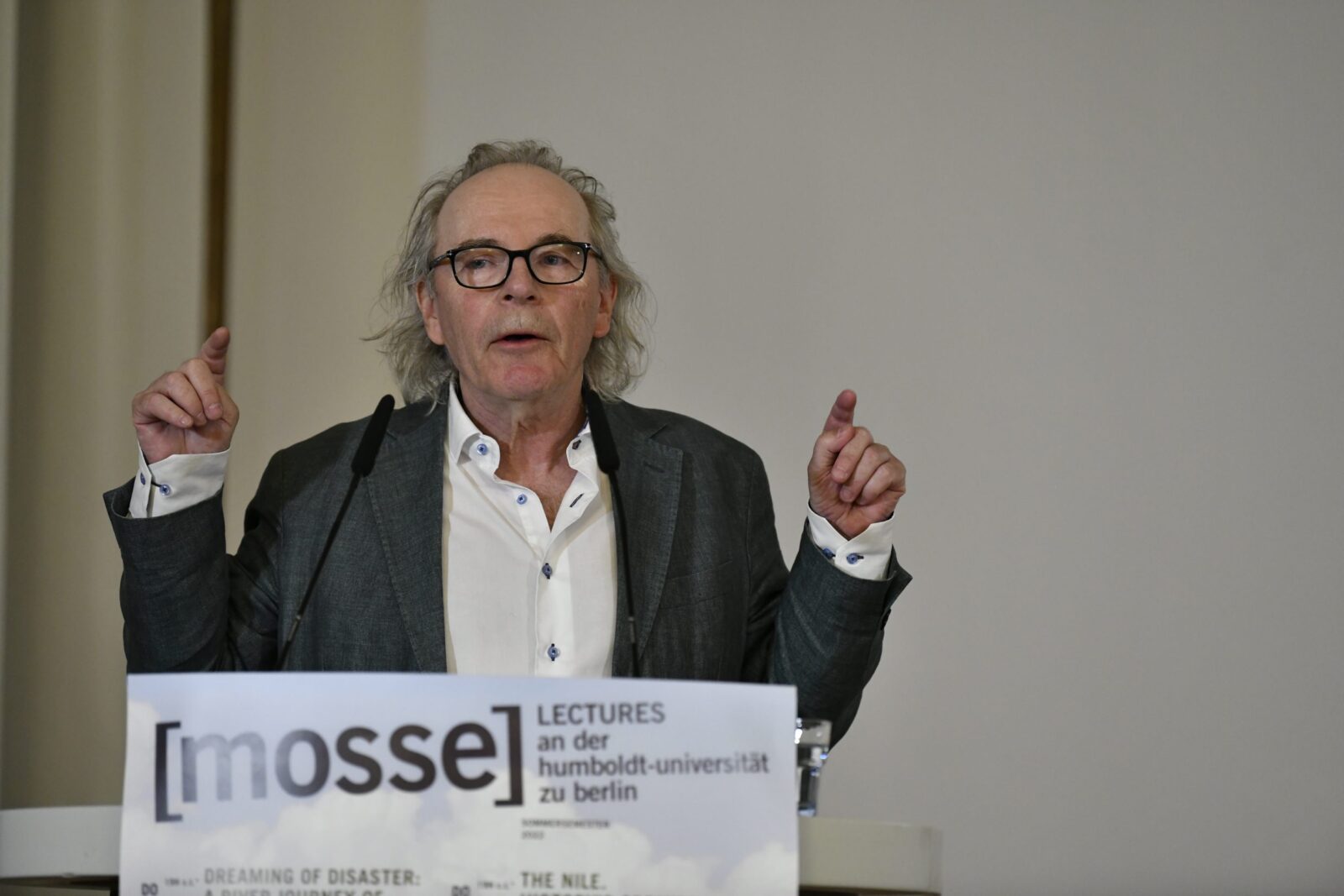 Terje Tvedt lectures at the podium