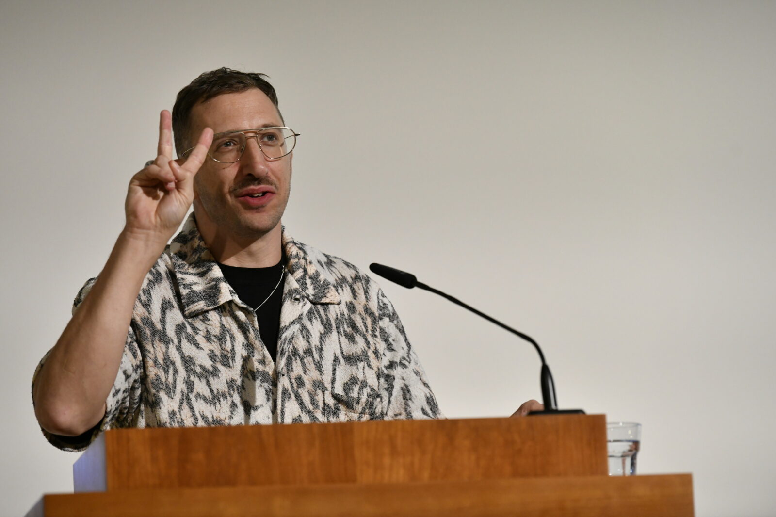 Lawrence Abu Hamdan delivering his lecture