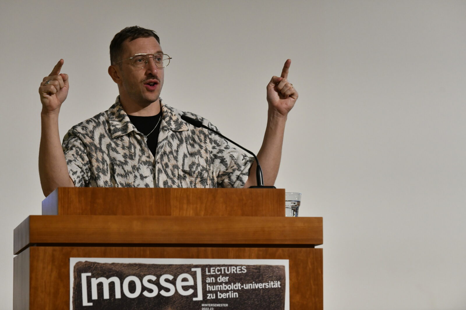 Lawrence Abu Hamdan delivering his lecture