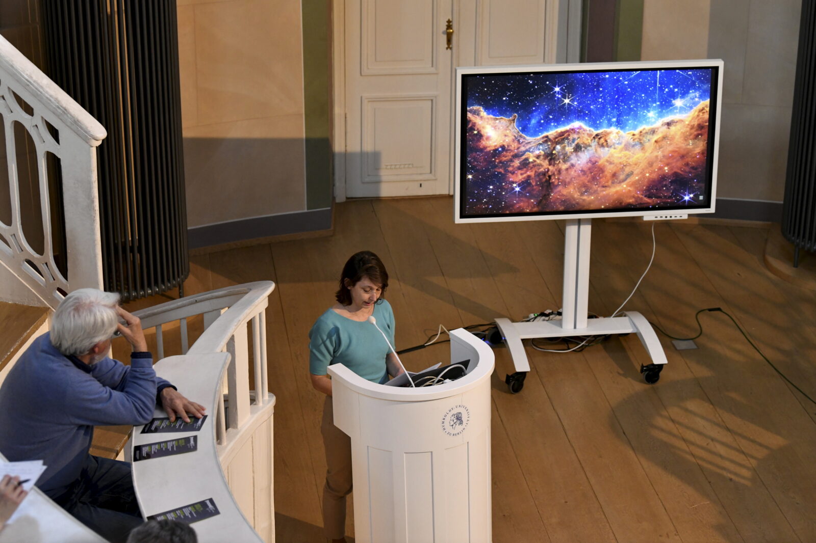Charlotte Bigg delivers her lecture