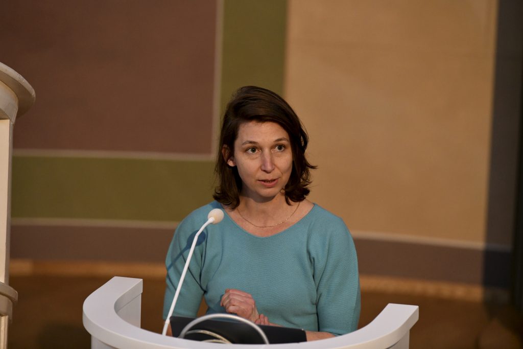 Charlotte Bigg delivers her lecture