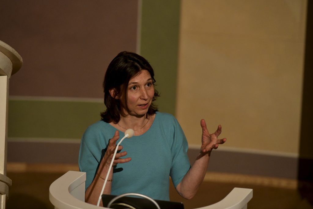 Charlotte Bigg delivers her lecture