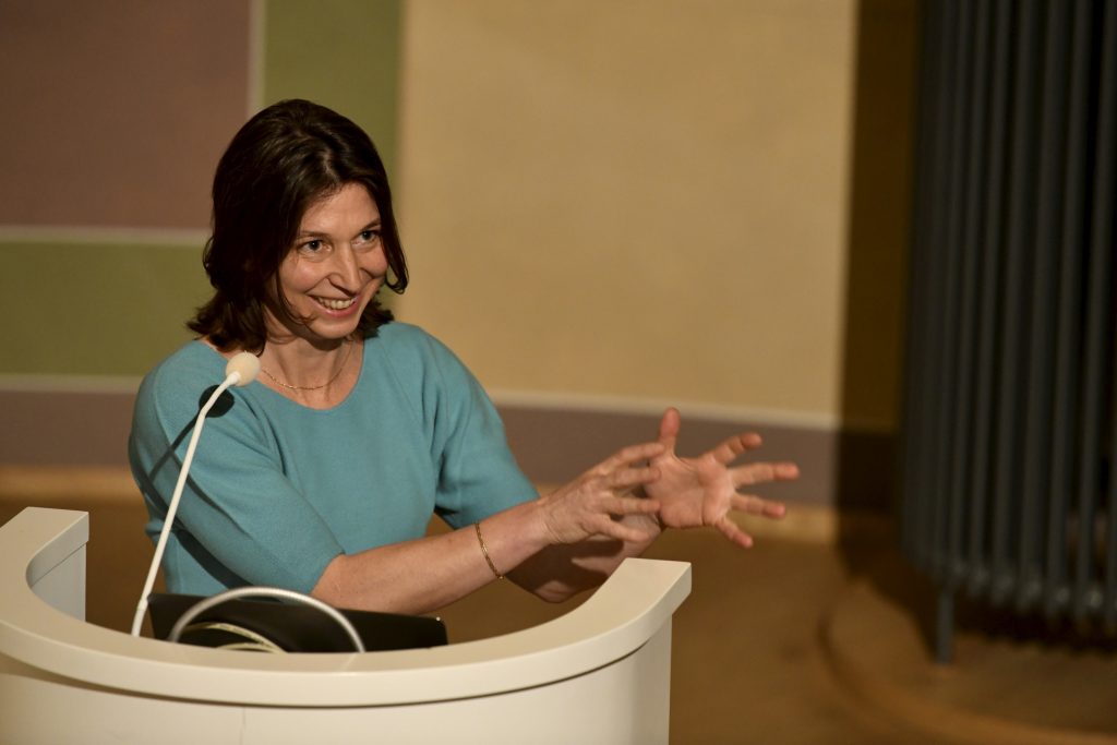 Charlotte Bigg delivers her lecture