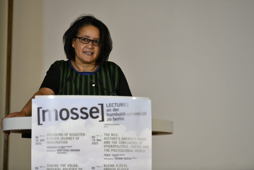 Ethel Matala de Mazza speaks at the podium