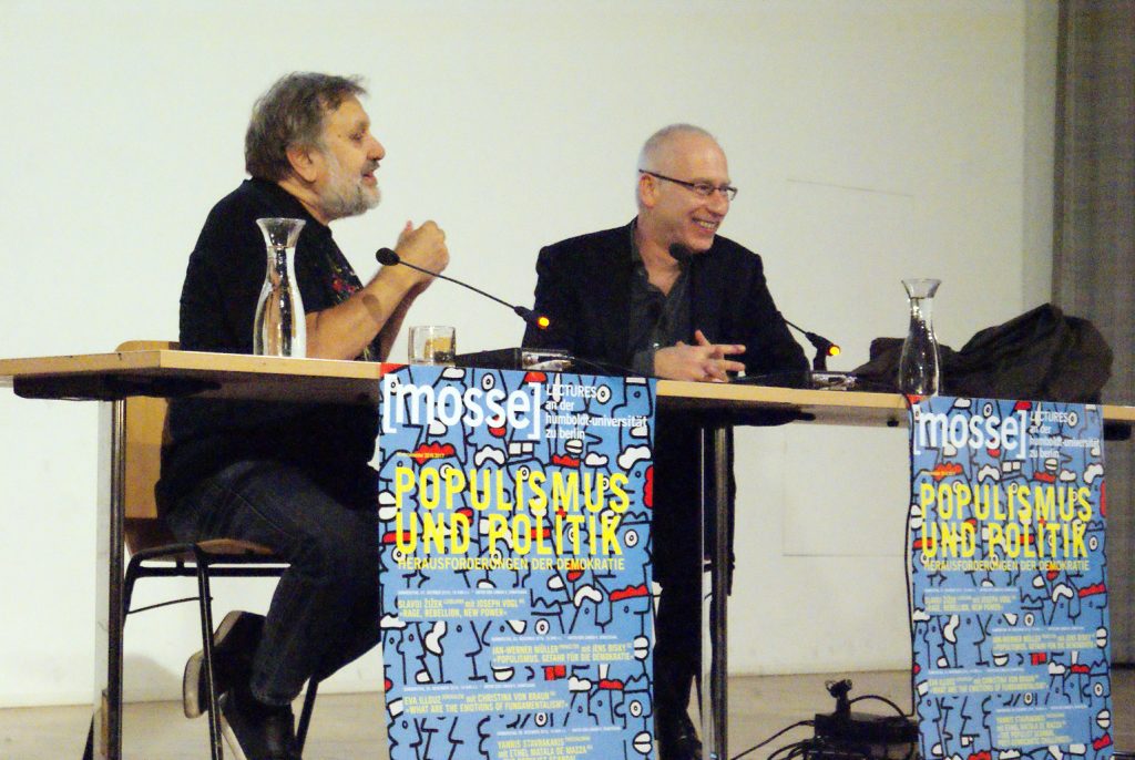 Žižek and Vogl face the audience