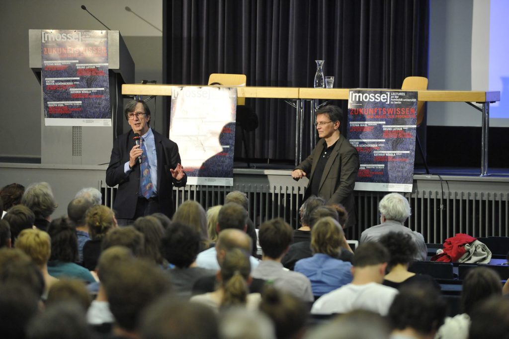 Latour and Schäffner address the audience