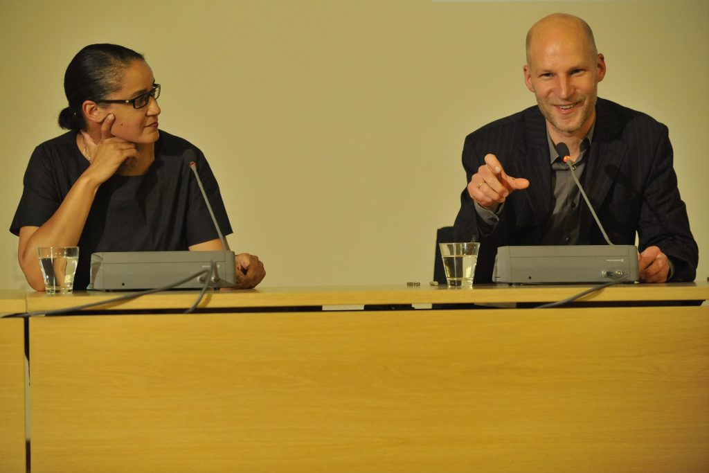 Conrad and de Mazza in conversation