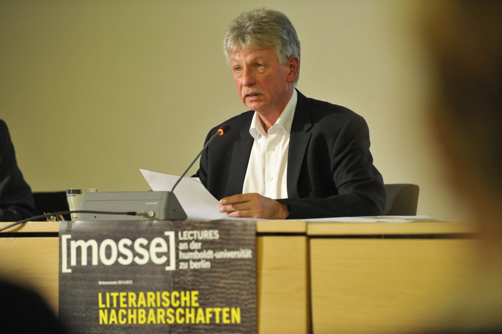 Jirgl lectures from the podium