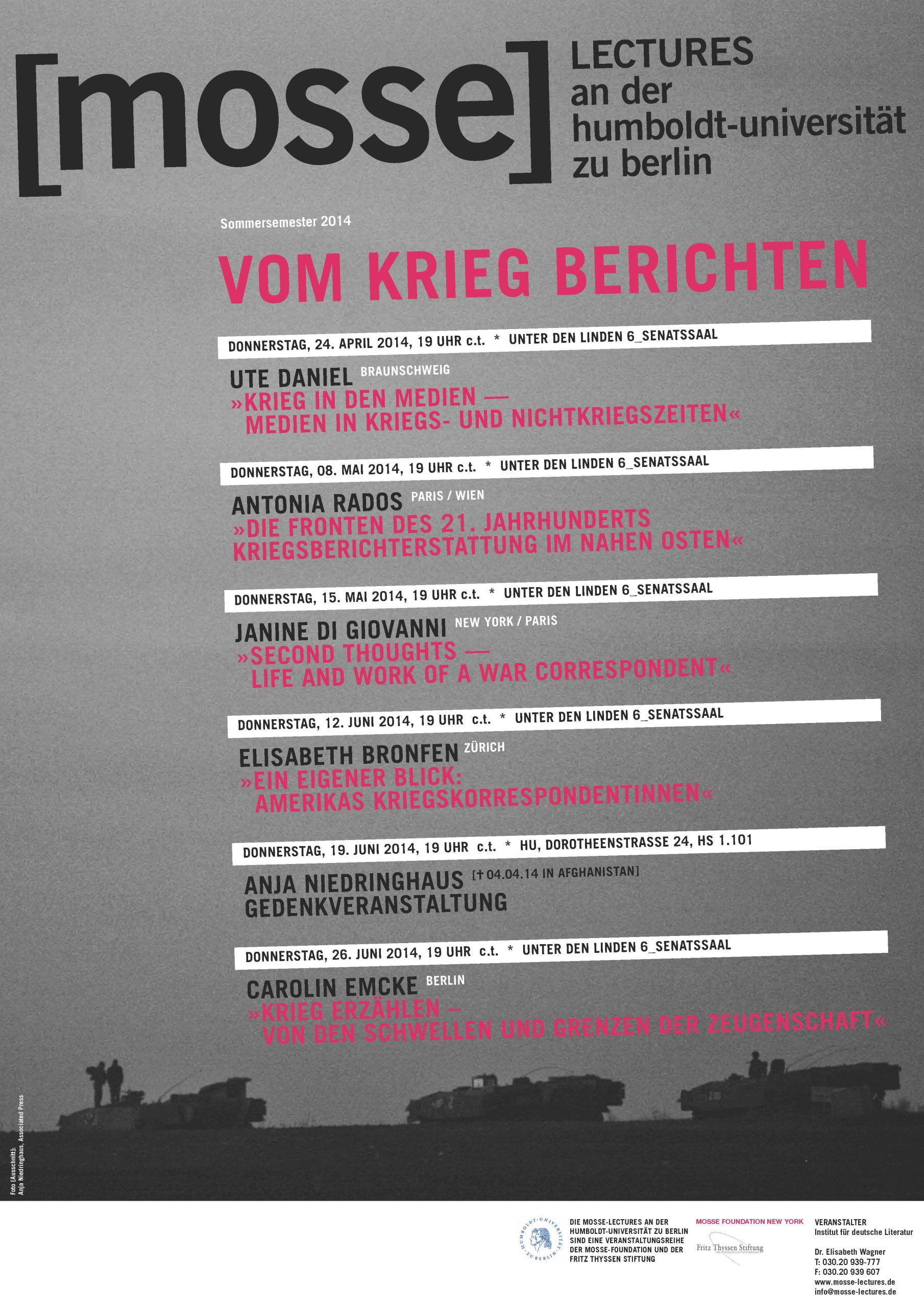 Humboldt Mosse Lectures Summer 2014 poster
