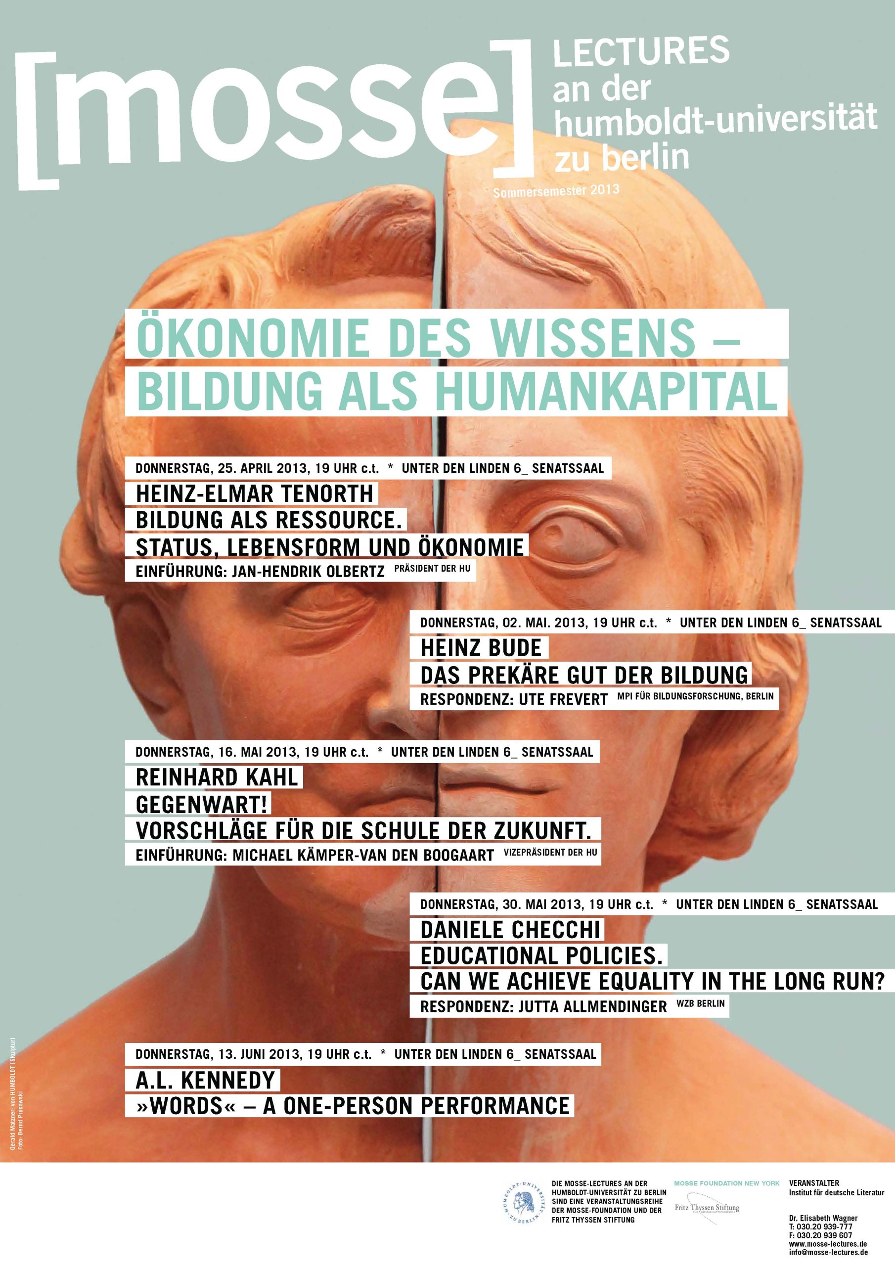 summer 2013 Mosse Lectures at Humboldt University poster