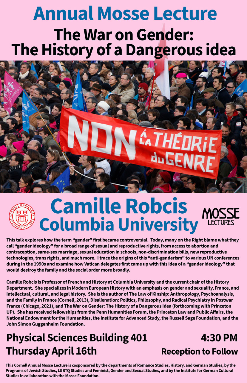 Cornell University inaugural Mosse Lecture poster April 2026