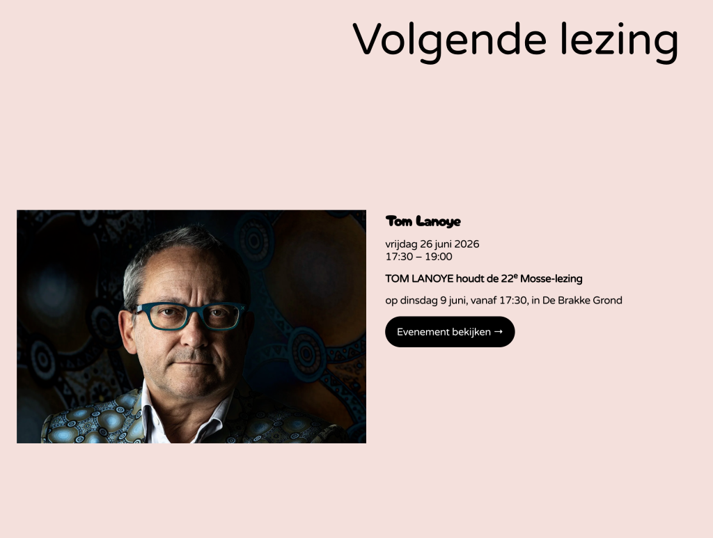 Tom Lanoye, "Mosse Fonds 2026 Lecture"