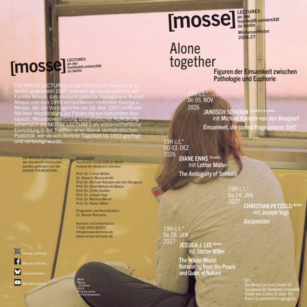 Mosse lectures Humboldt University poster winter 2026-27: Alone Together